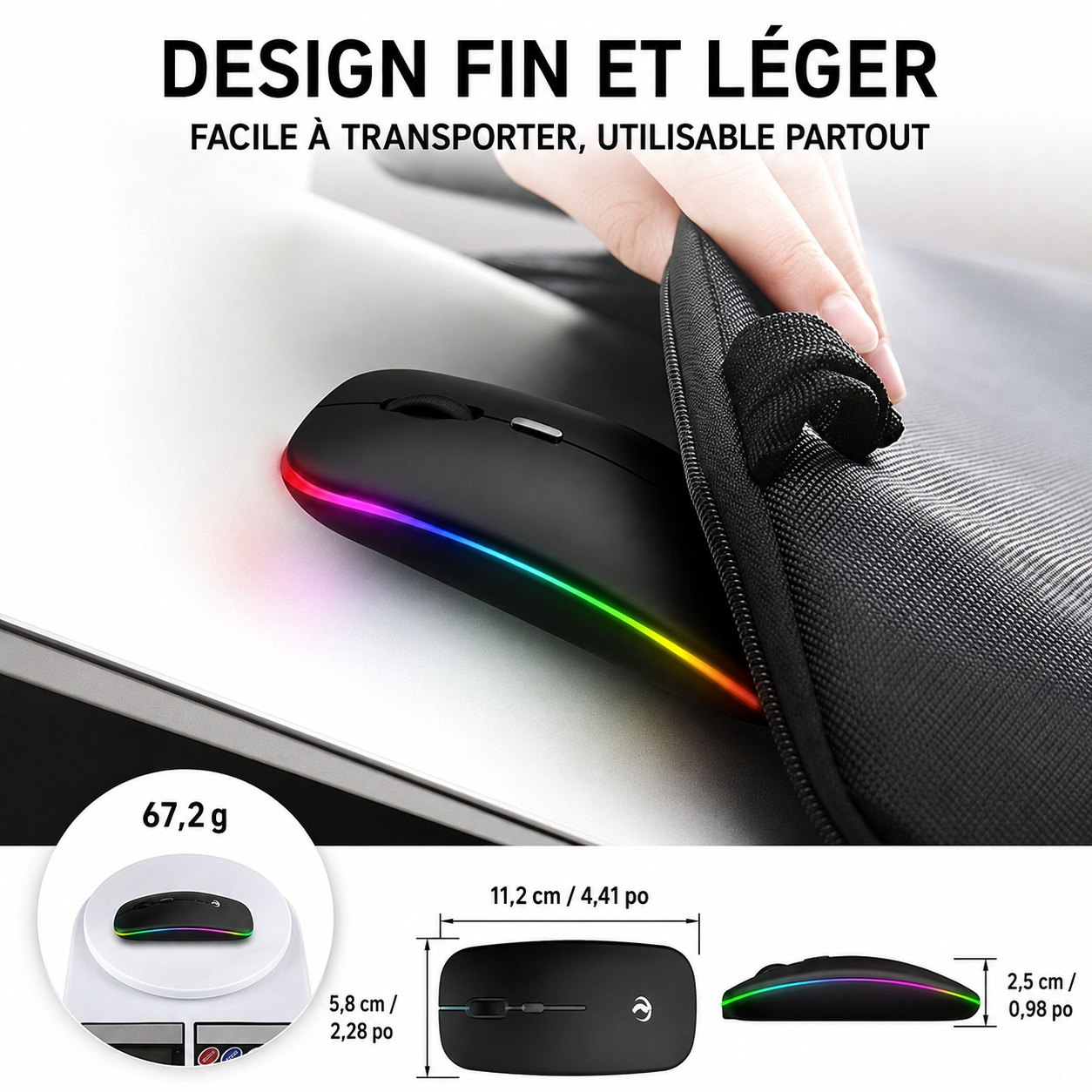 Souris sans fil rechargeable